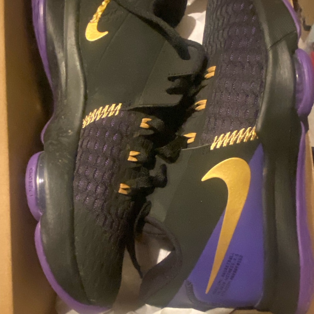 Nike Black and Purple Sneakers with Gold Details